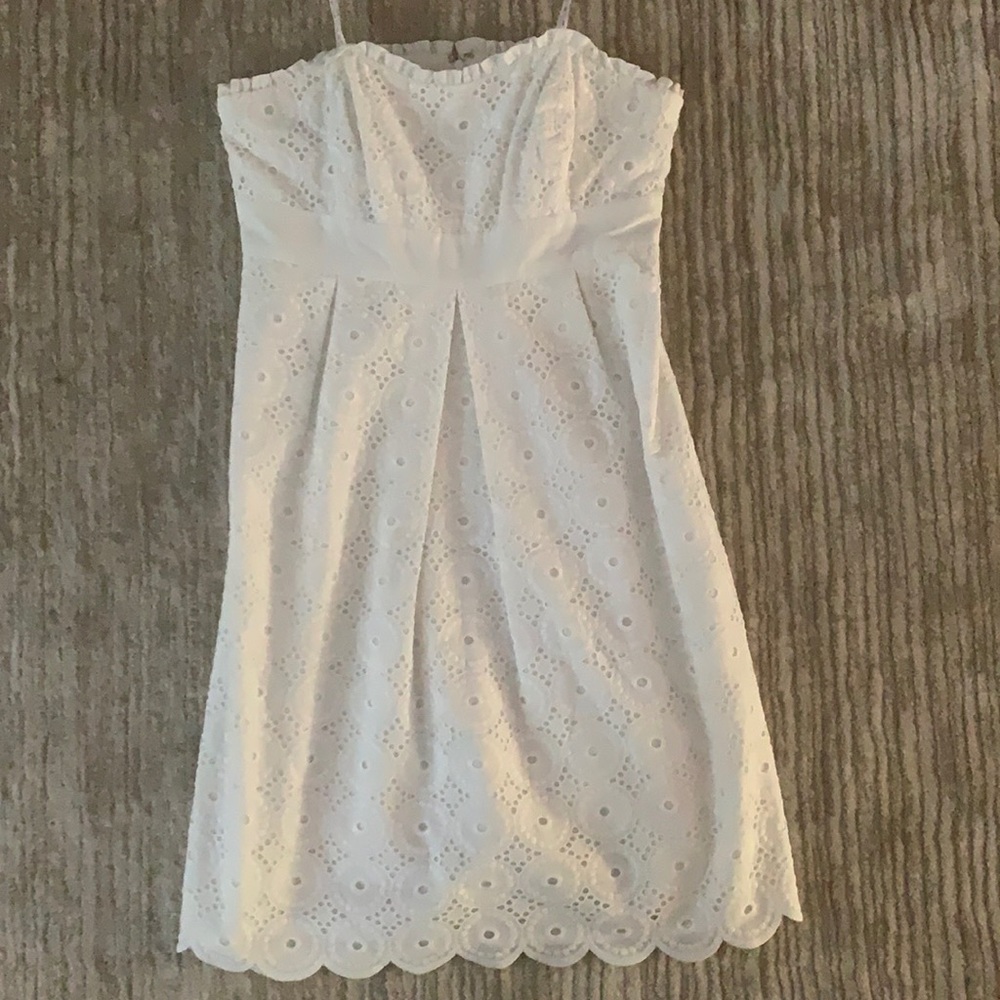 LILLY PULITZER White, Strapless, Eyelet Dress